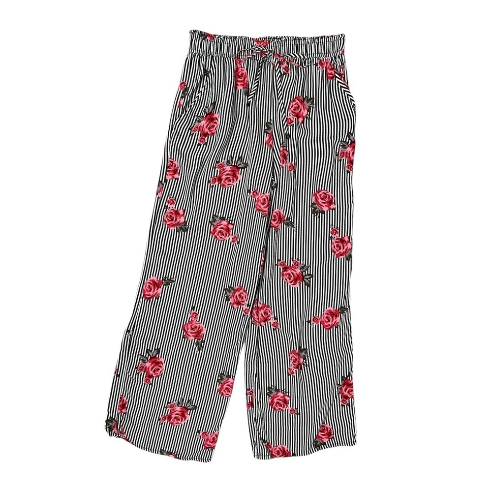 Joe B Black and White Floral Wide Leg Pants